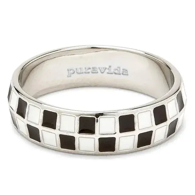 Pura Vida Checkerboard Ring In Silver 1