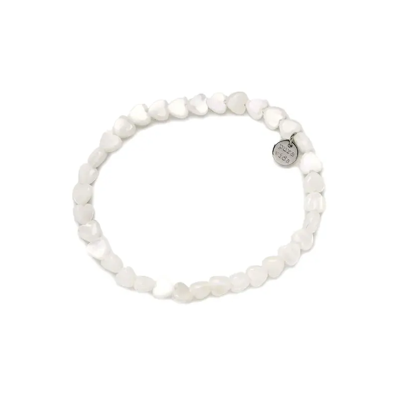 Pura Vida Mother-Of-Pearl Heart Stretch Bracelet 1