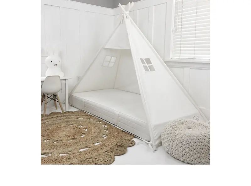 Pure White Cotton Canvas Canopy Play Tent – Minimalist Kids’ Bed Tent 1