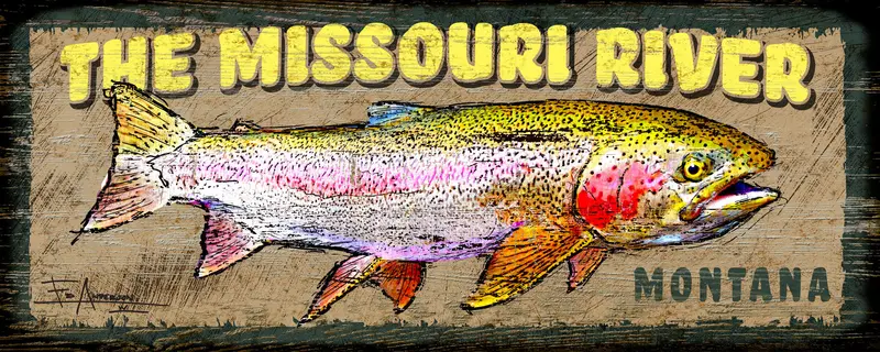 Rainbow Trout Textured Relief Metal Sign 1
