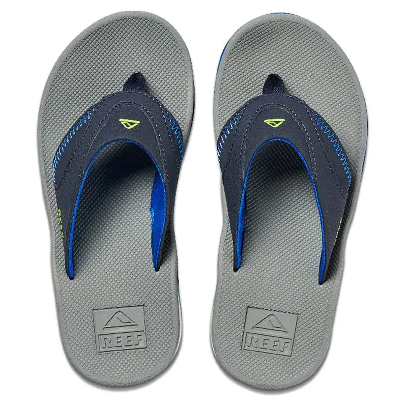 Reef Boys’ Fanning Flip Flops – Navy And Lime Color Scheme 1