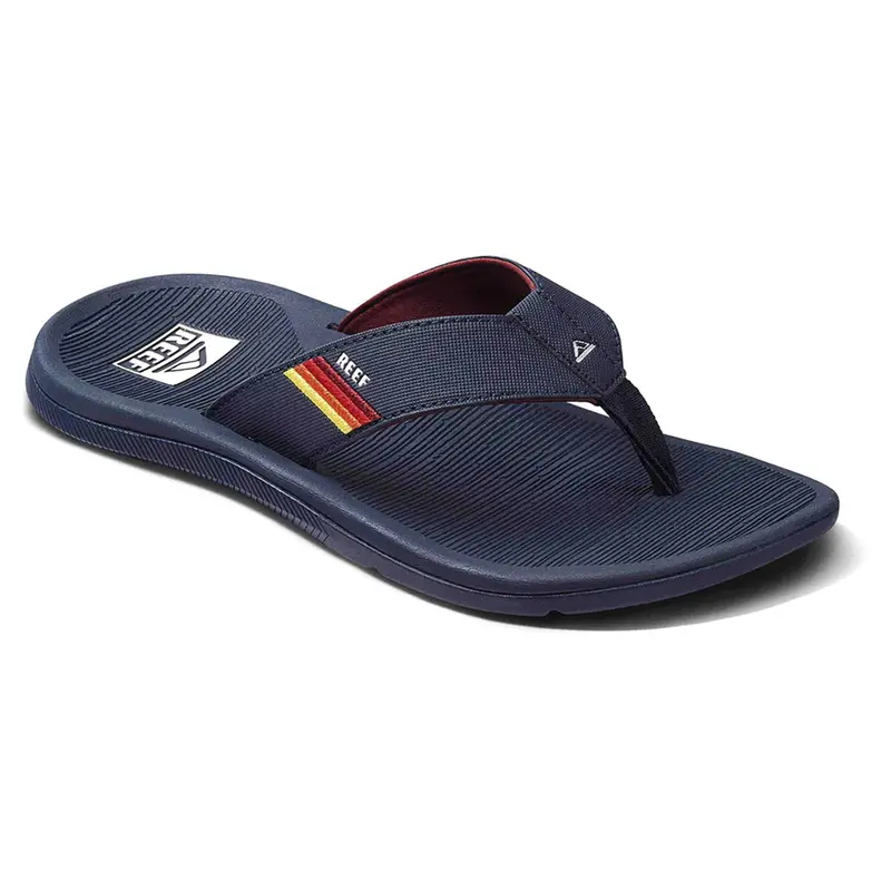 Reef Men'S Santa Ana Flip Flops – Grey With Ocean Sunset Accents 1