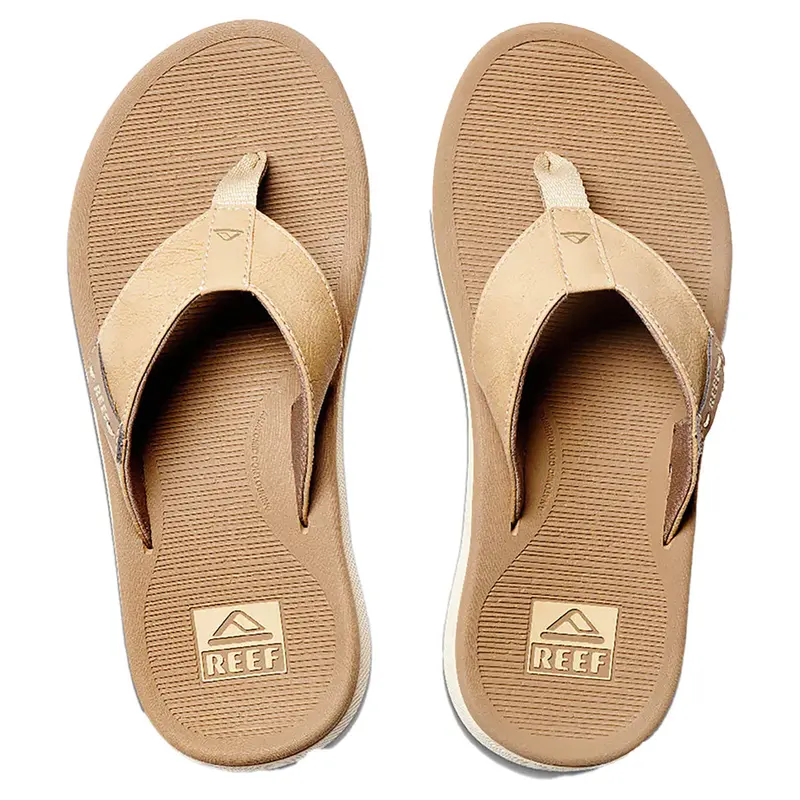 Reef Men’S Santa Ana Flip Flops – Tan Leather Look 1