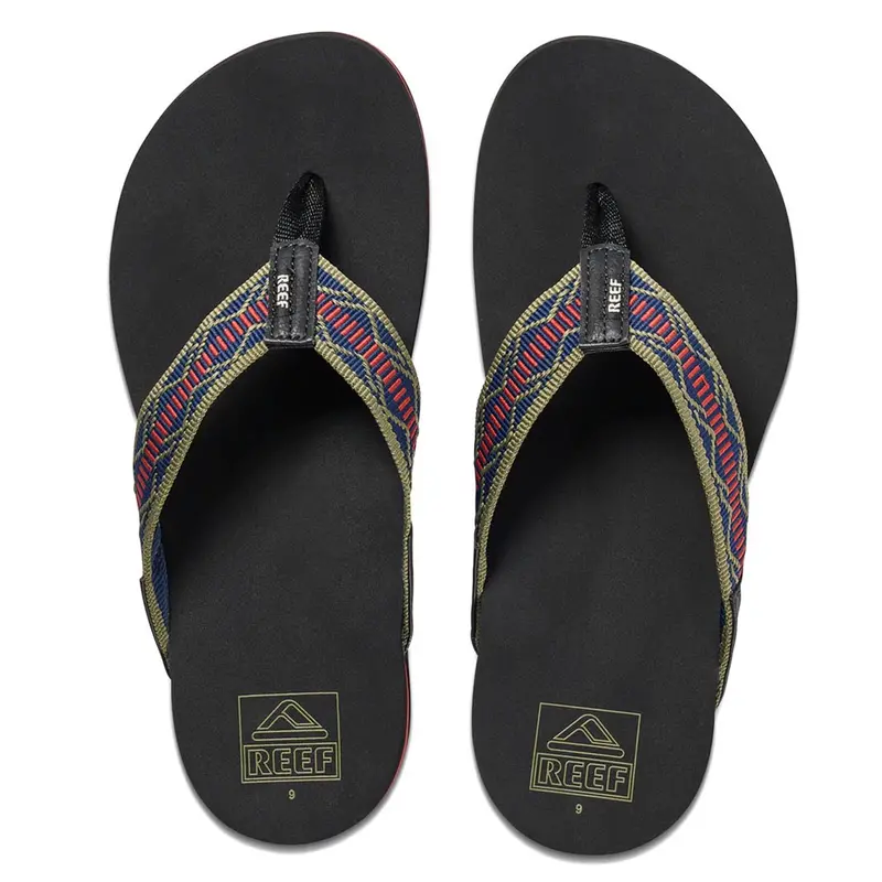 Reef Newport Woven Flip-Flops – Navy With Red Trim 1