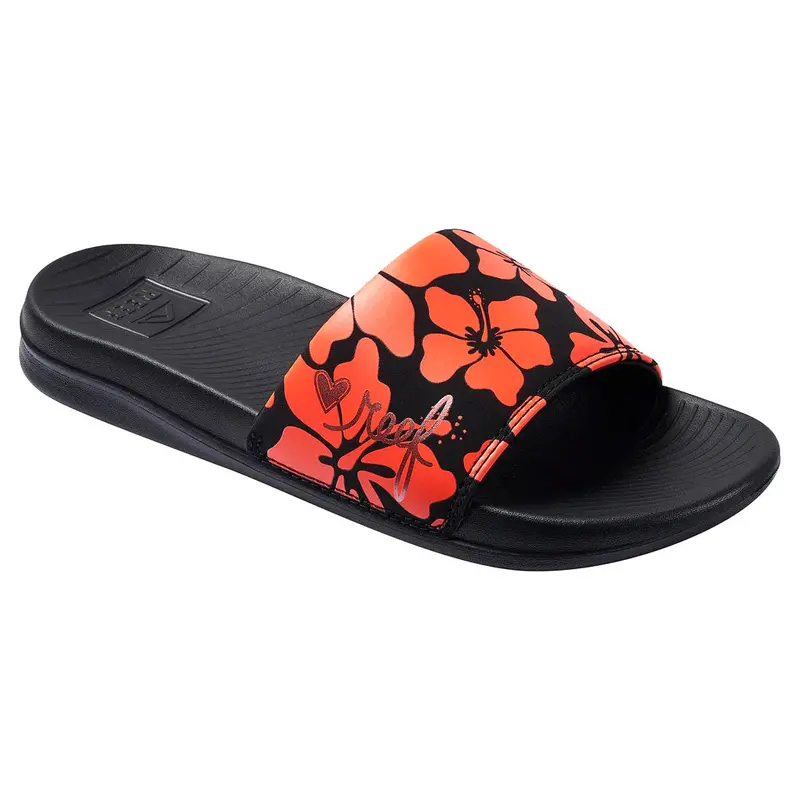 Reef One Slide Women'S Flip Flops – Hibiscus Print 1