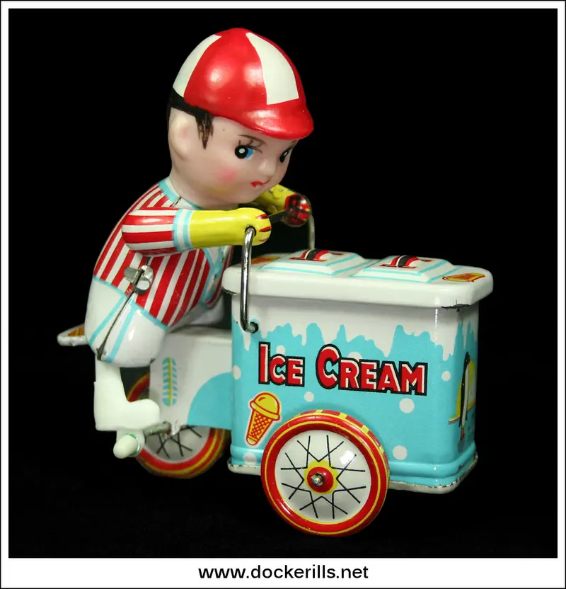 Retro Ice Cream Vendor Clockwork Toy – Tin-Plate Wind-Up Figure, Ms-405 1