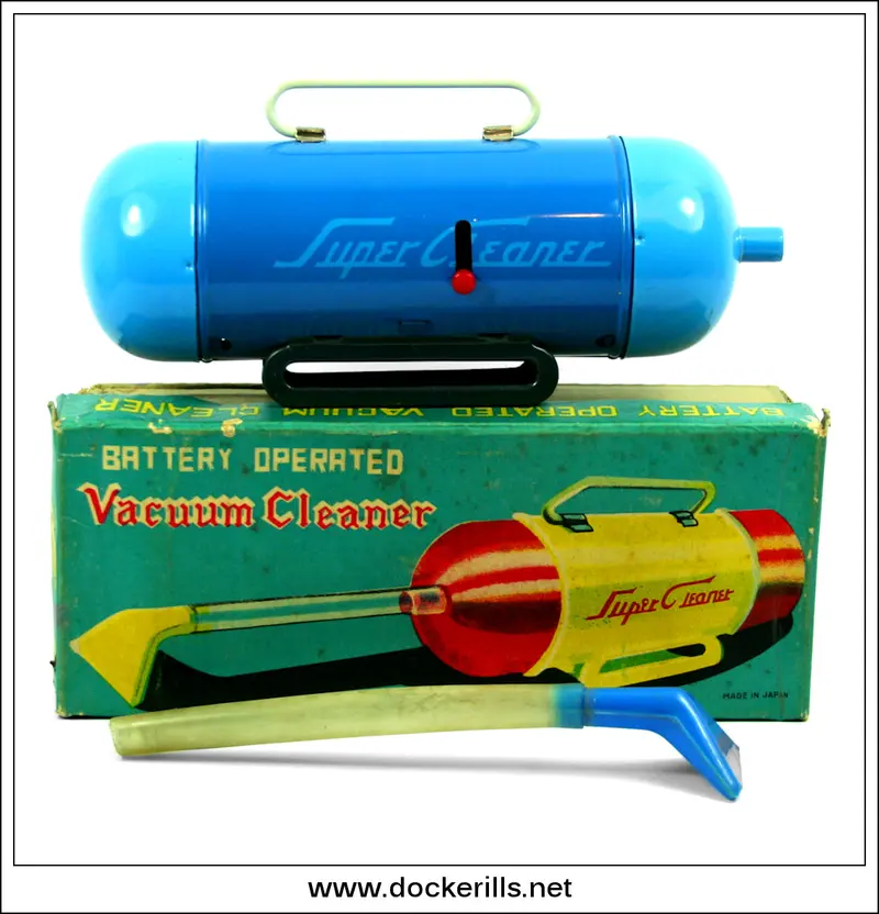 Retro Japanese Tinplate Vacuum Cleaner Toy — Mid-Century Mechanical Plaything 1