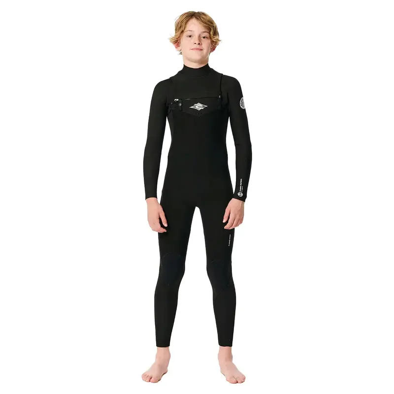 Rip Curl Junior Dawn Patrol 5/3 Chest-Zip Wetsuit – Solid Black 1