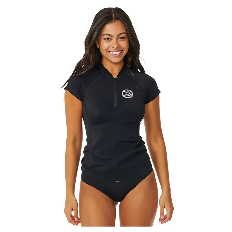 Rip Curl Women’S Classic Surf Rash Vest – Short Sleeve, Black 1