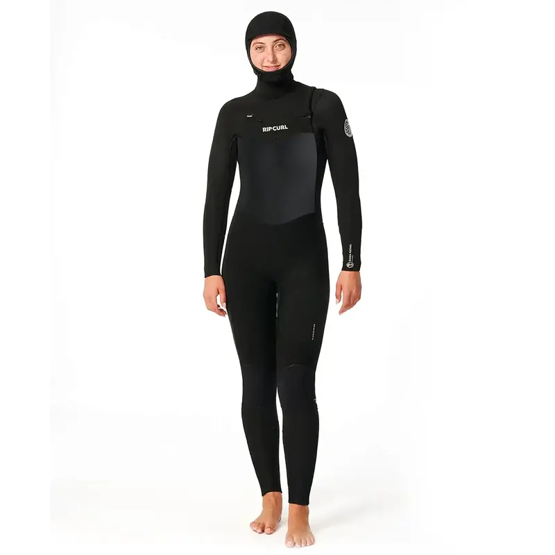 Rip Curl Women’S Dawn Patrol 5/4Mm Hooded Wetsuit With Chest Zip – Black (2024/2025) 1