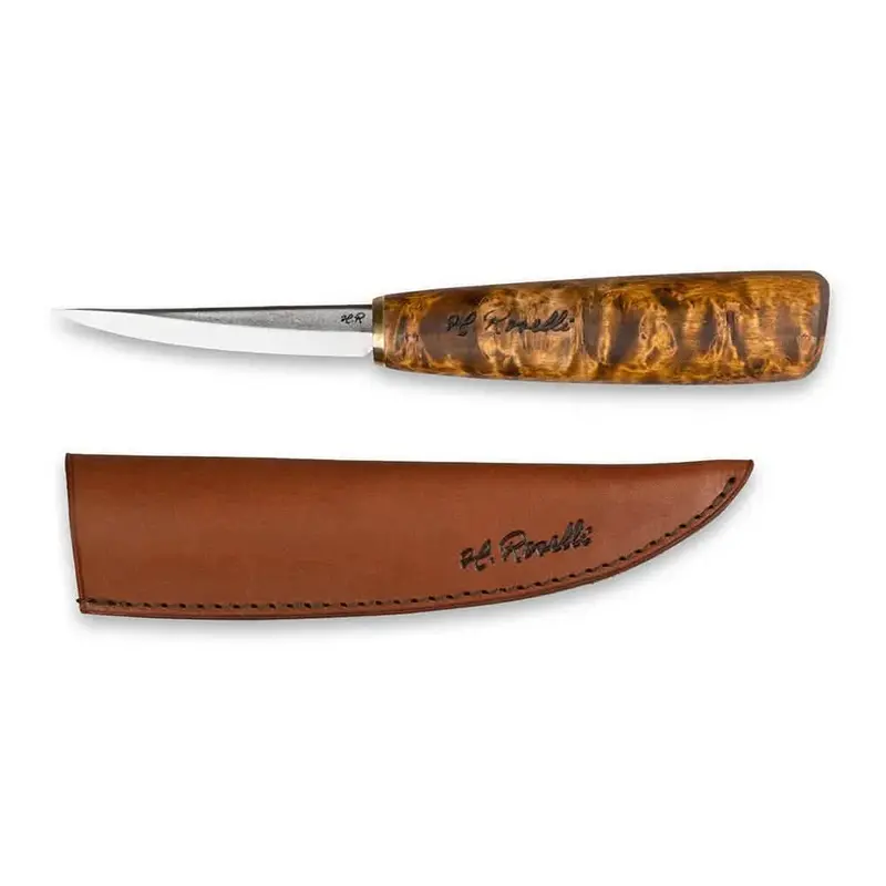 Roselli R112 Carving Knife – Stained Curly Birch Handle 1