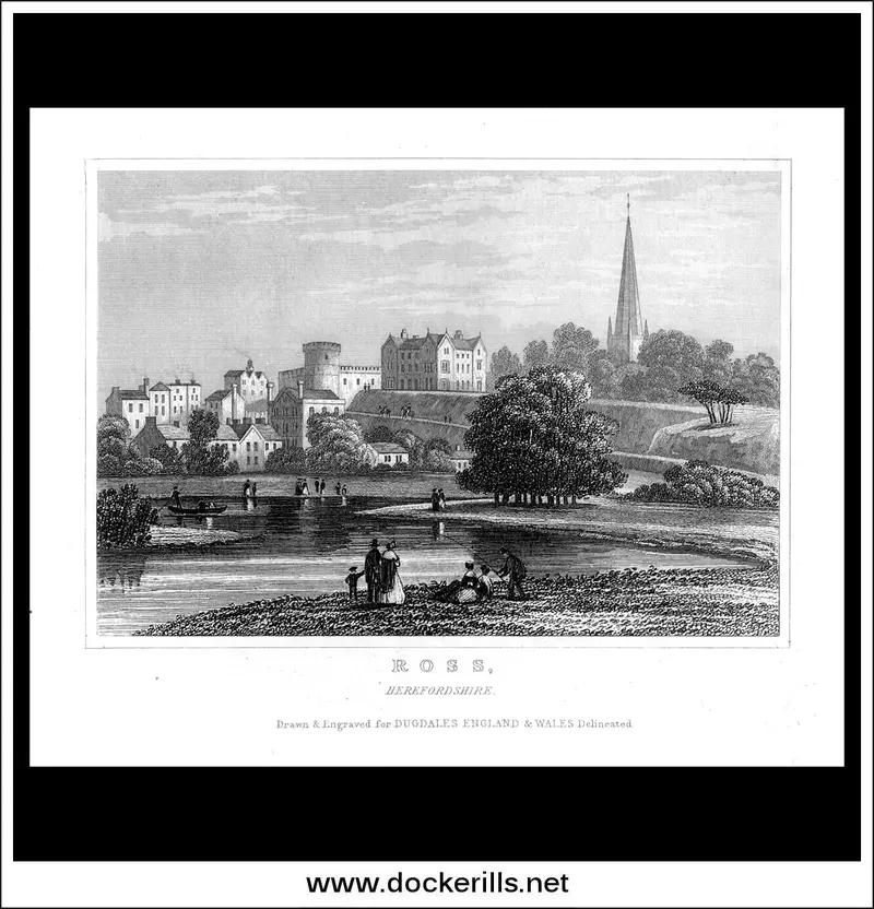 Ross-On-Wye In Herefordshire: Mid-19Th Century Steel Engraving (C. 1846) 1