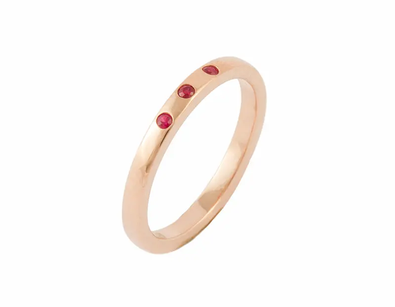 Ruby Trio Skinny Band Ring #1 1
