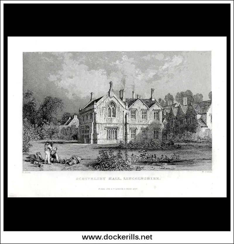 Scrivelsby Hall, Lincolnshire – 1837 Steel Engraved Country House Portrait 1