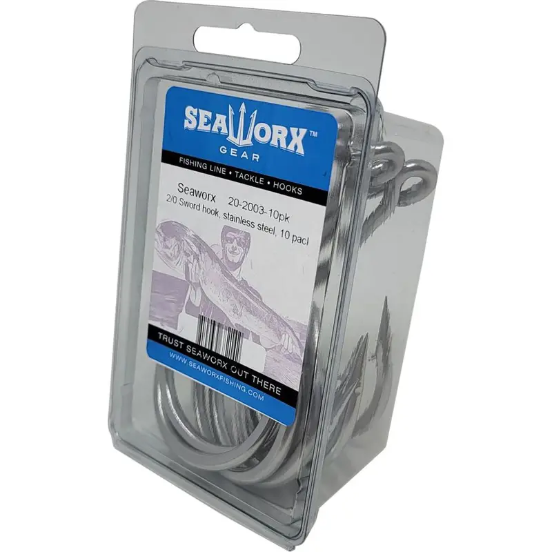 Seaworx 12/0 Stainless Steel Swordfish Hook – 10-Pack Heavy-Duty 1