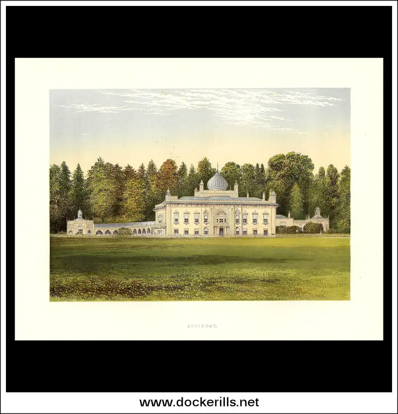 Sezincote House Print – Exotic-Style 1880 Chromoxylograph, Gloucestershire 1