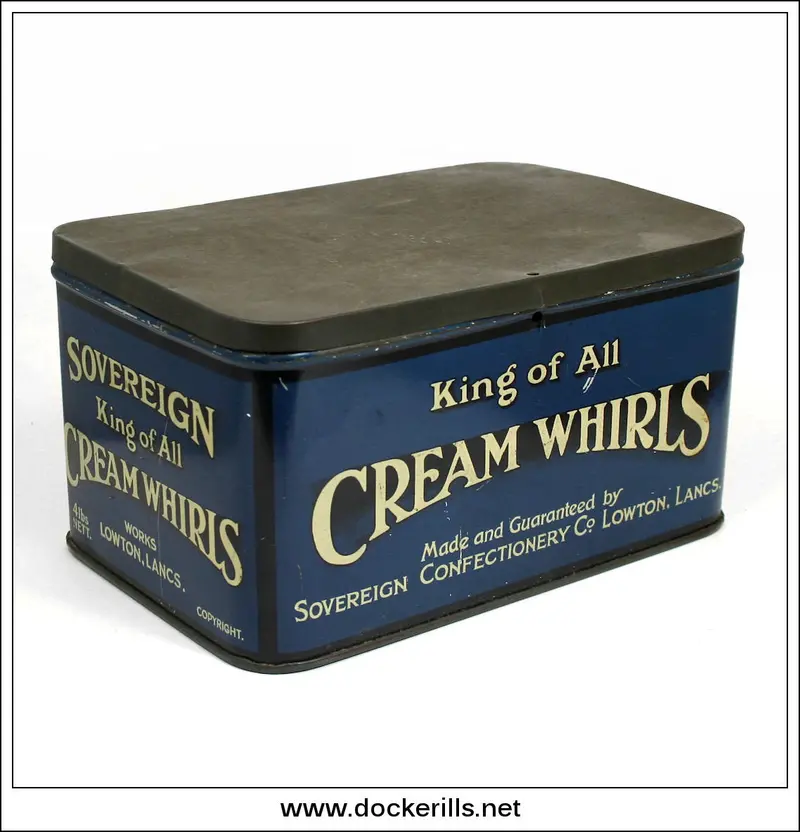 Sovereign Cream Whirls Confectionery Tin – Sovereign Confectionary Co., Lowton, Lancs. 1