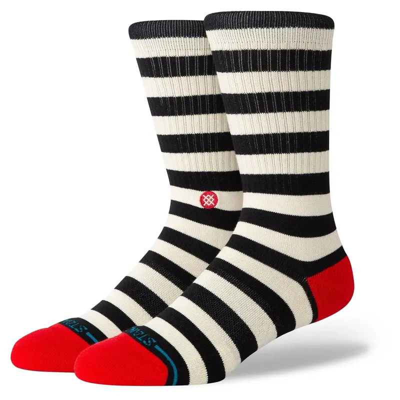 Stance Breton Crew Socks – Black And White 1
