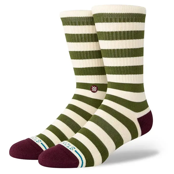 Stance Breton Stripe Crew Socks In Classic Green 1