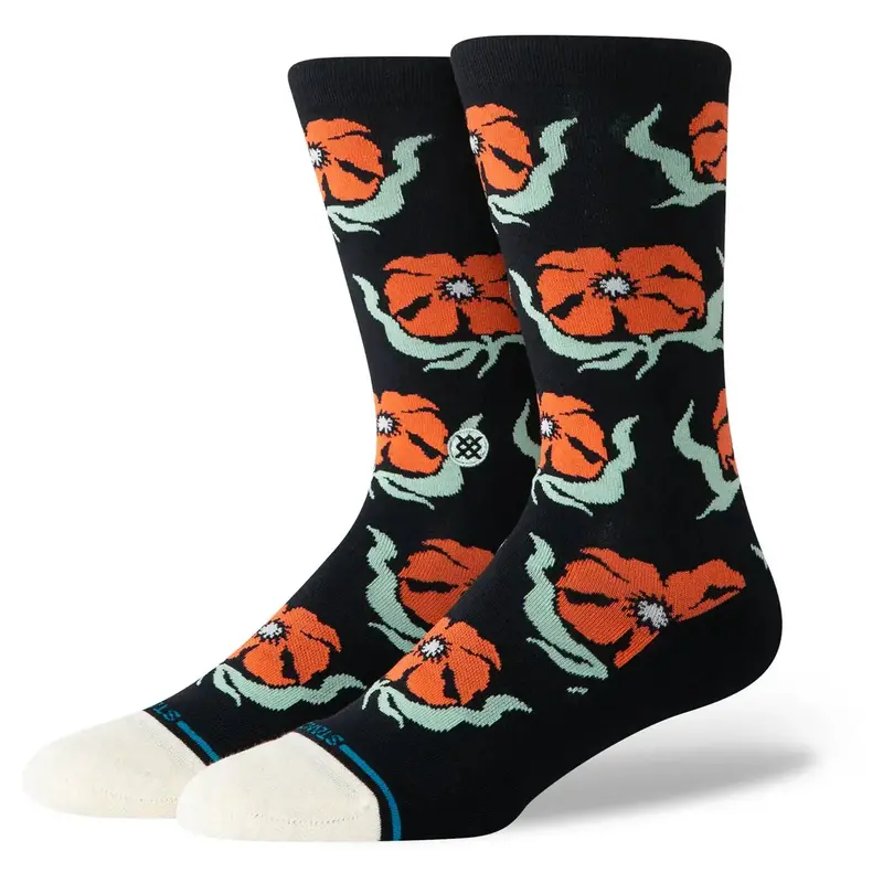 Stance Broadcast Floral Crew Socks – Black 1