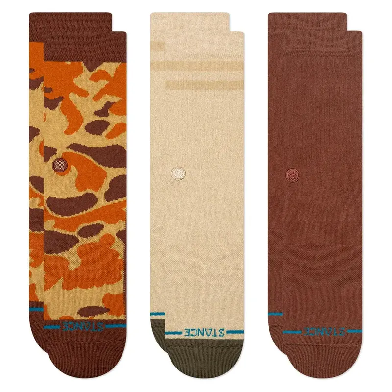 Stance Camo Brown 3-Pack Crew Socks 1