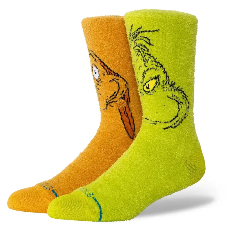 Stance Grinch & Max Holiday Crew Socks – Green 1
