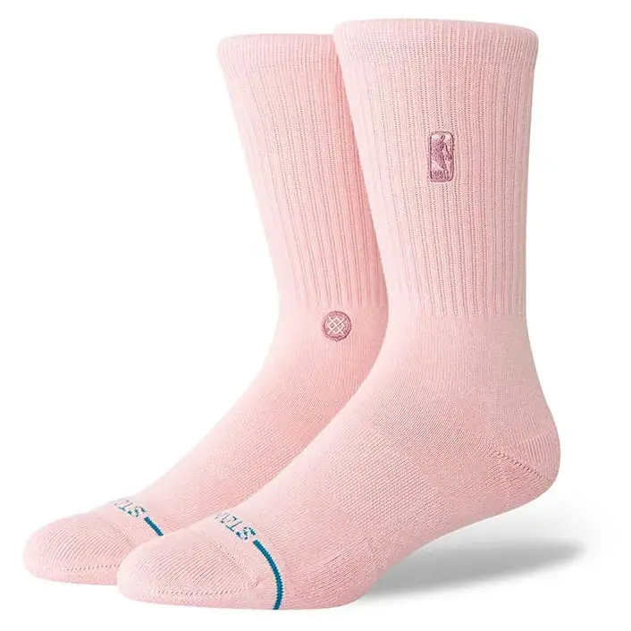 Stance Nba Logoman Wash Crew Socks In Dusty Rose 1