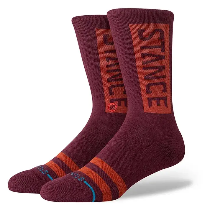 Stance Og Crew Socks In Rich Wine Red 1