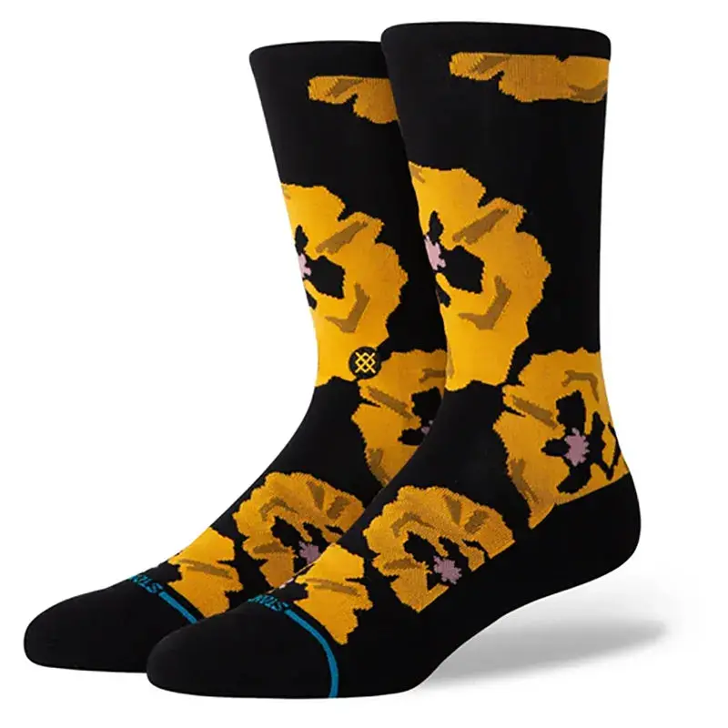 Stance Poppyland Crew Socks In Jet Black 1