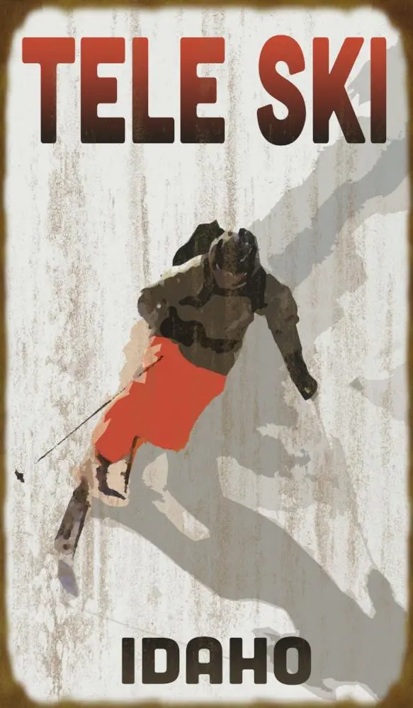 Tele Skier Retro Aluminum Sign 1