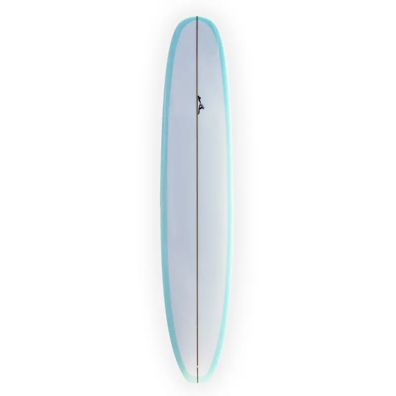 Thomas Surfboards 9'6" Step Deck – Clear With Turquoise Accents 1