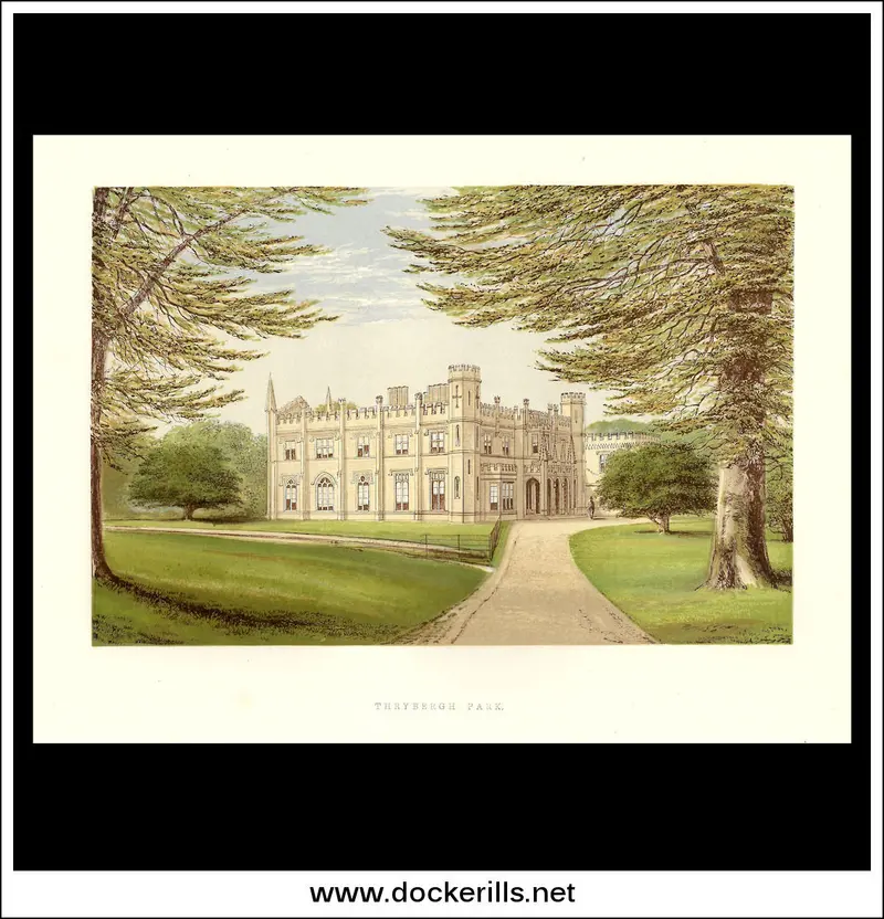 Thrybergh Park In South Yorkshire – Vintage 1880 Chromoxylograph Print 1