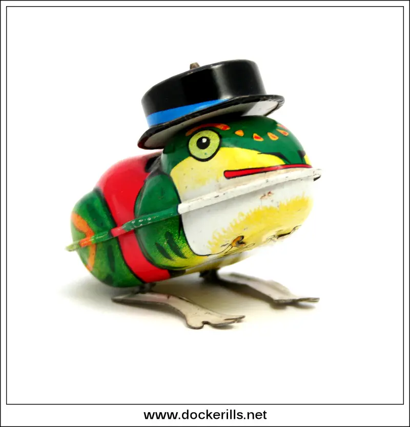 Top-Hat-Wearing Jumping Frog Wind-Up Toy – Yoneya / Yone, Japan 1