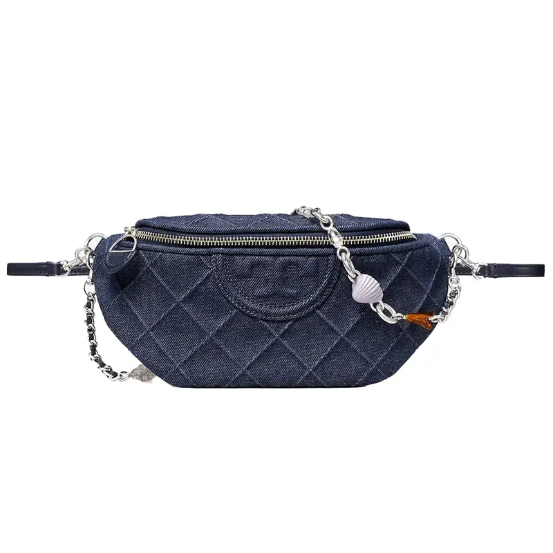 Tory Burch Fleming Denim Charm Belt Bag – Adjustable Waist Bag For Women 1