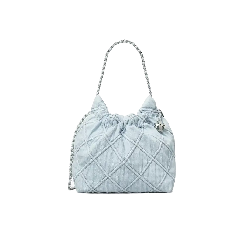 Tory Burch Mini Fleming Denim Hobo Bag For Women 1