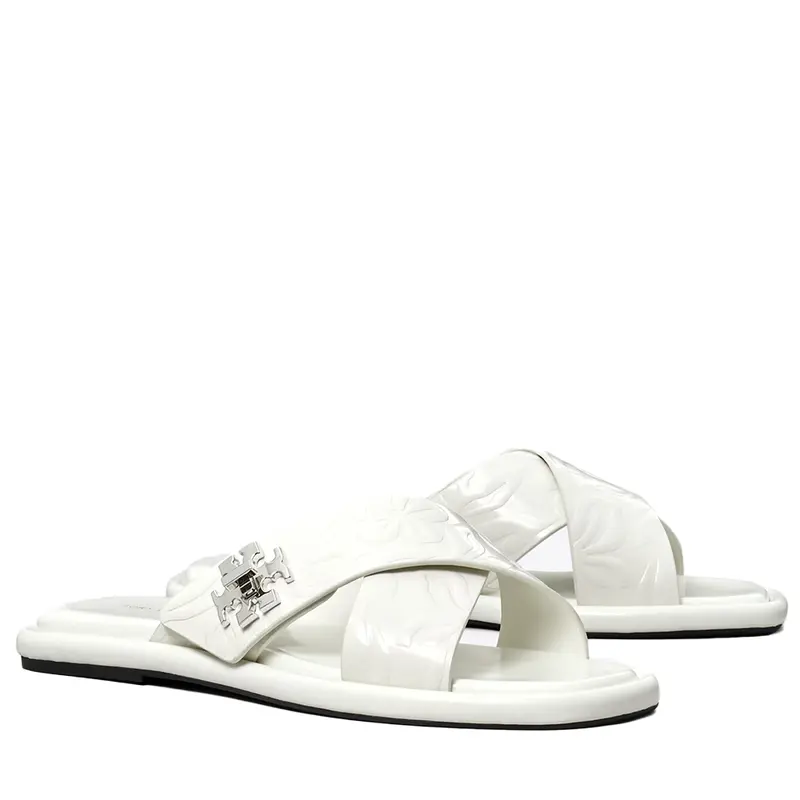 Tory Burch T-Lock Crossband Slide Sandals For Women 1