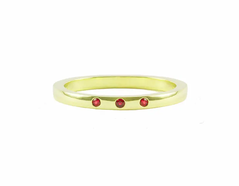 Triple Ruby Skinny Band Ring #2 1