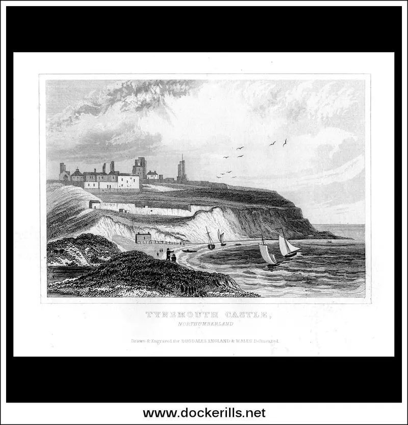 Tynemouth Castle In Northumberland: Vintage 1846 Steel Engraving 1