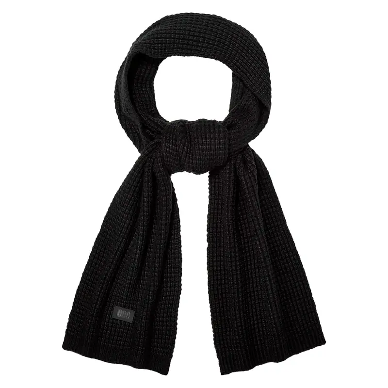 Ugg Men'S Textured Waffle-Knit Scarf In Black 1