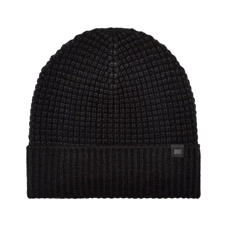 Ugg Men'S Waffle-Textured Cuff Hat In Black 1