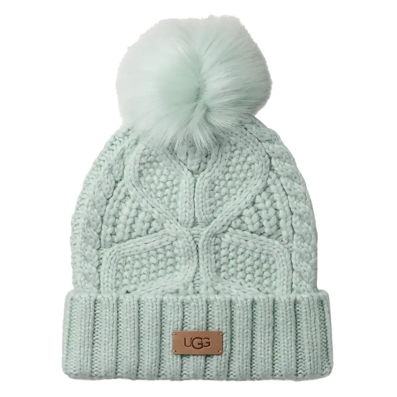 Ugg Women'S Artisan Cable Beanie With Pompom In Fountain Blue 1