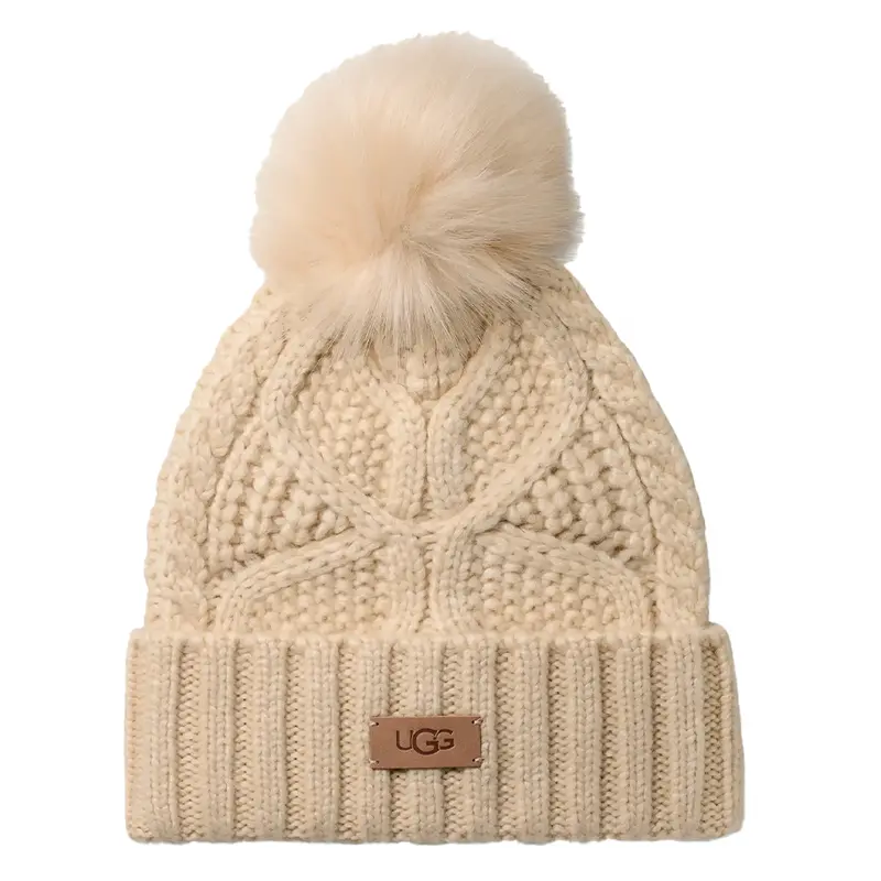 Ugg Women'S Cable-Knit Beanie With Pom-Pom In Cream 1