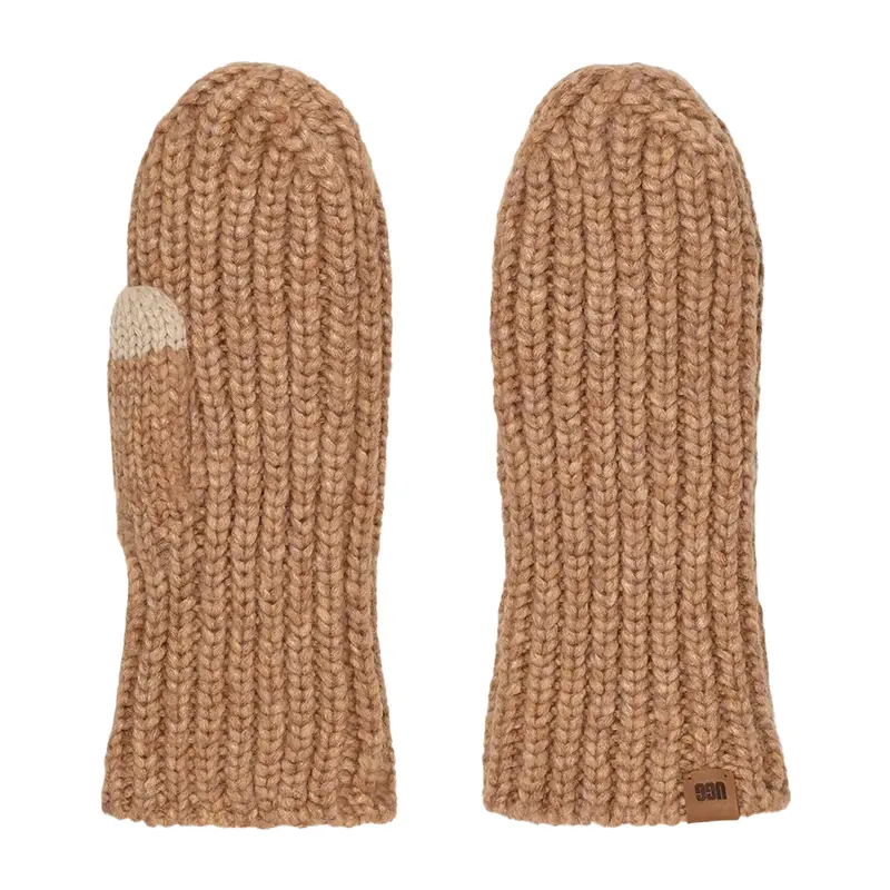 Ugg Women'S Textured Ribbed Mittens In Camel 1
