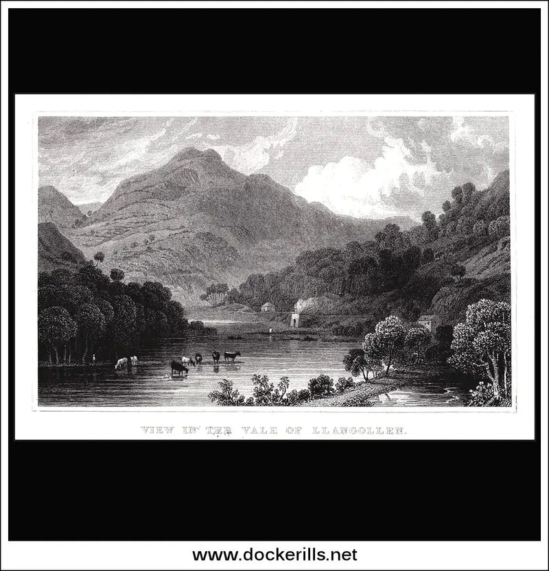 Vale Of Llangollen Scenery – Romantic Steel Engraving, Denbighshire, C. 1830 1