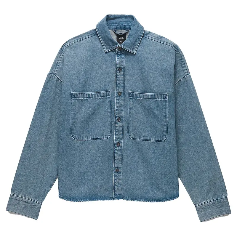 Vans Antica Boxy Denim Shirt – Long-Sleeve Stone Washed Casual Top 1