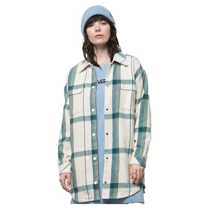 Vans Hal Plaid Flannel Shacket – Marshmallow Hue 1