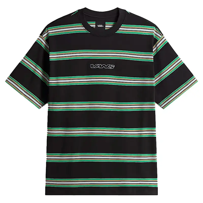 Vans Mesa Stripe Graphic T-Shirt – Black Base With Vivid Verdant Accent 1