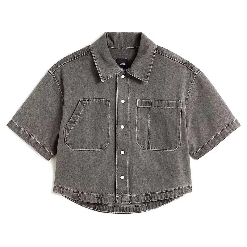 Vans Natalie Denim Boxy Button-Up Shirt – Grey Wash 1