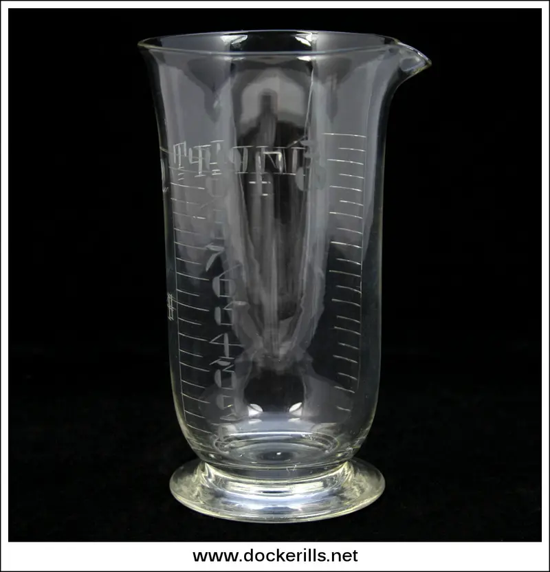 Victorian Hand-Blown Engraved Apothecary Measure – Flask-Style, 6¾ Inches Tall 1