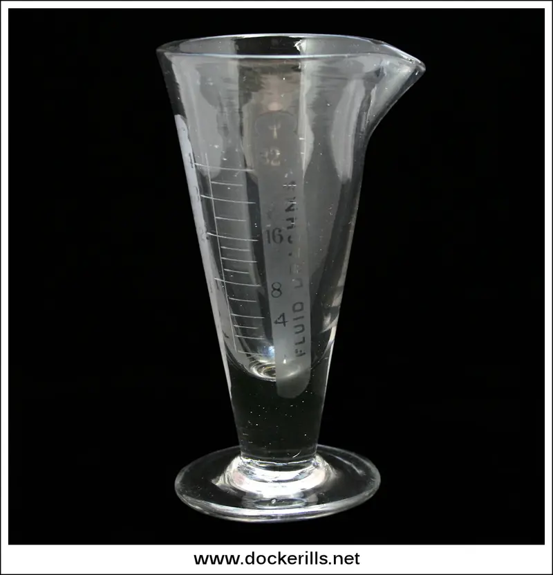 Victorian Hand-Blown Engraved Apothecary Measure – Graduated Cylinder, 6¼ Inches Tall 1